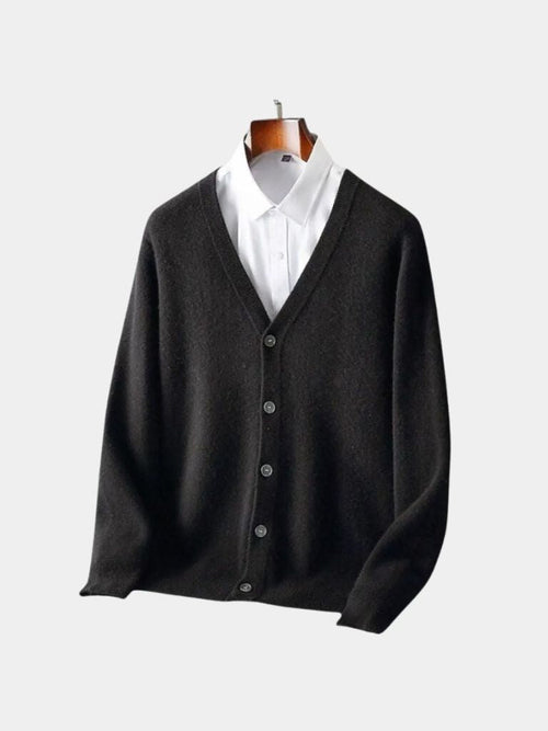 Cardigan en Laine Mérinos Col V - Cross & Crown