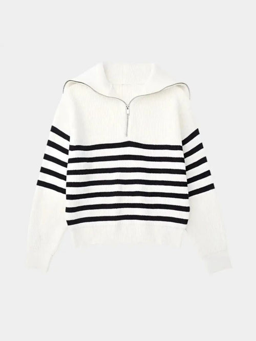 Pull zippé rayé Casual - Cross & Crown