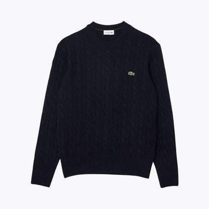L.C Cable Knit Carded Wool Crew Neck Sweater