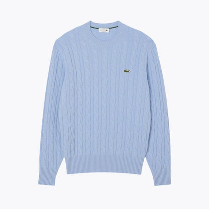 L.C Cable Knit Carded Wool Crew Neck Sweater