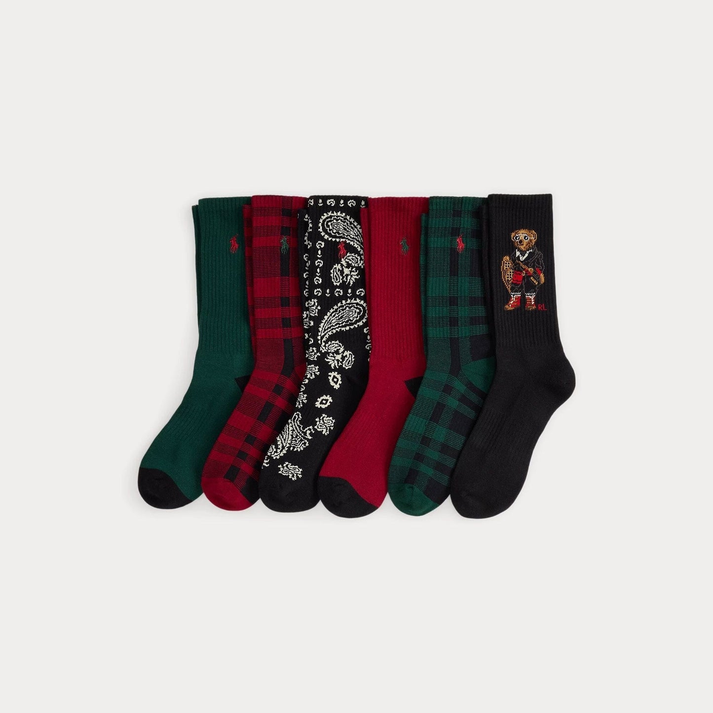 R.L Polo Bear Cotton-Blend Crew Socks 6-Pack